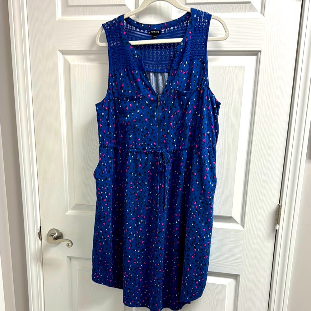 Torrid Blue V-Neck Sleeveless Midi Sundress A-3